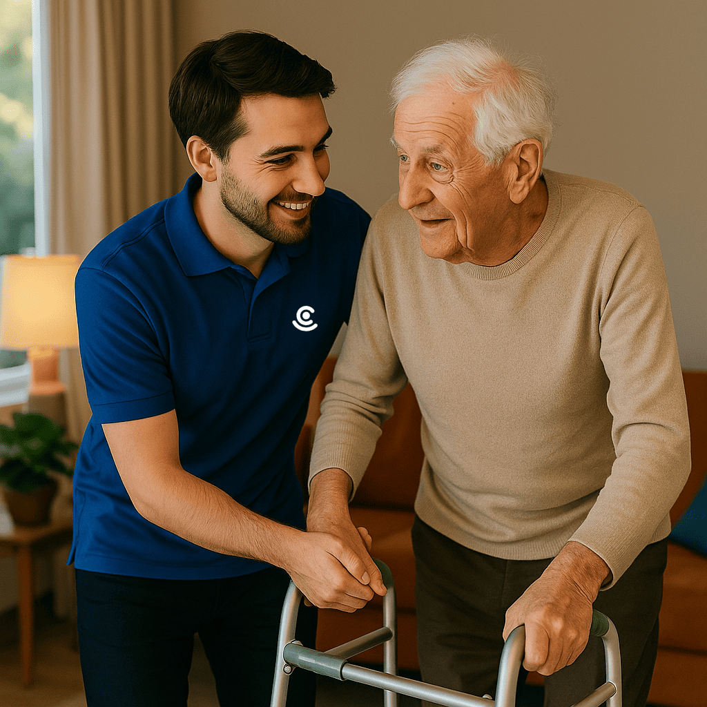 Curam caregiver supporting a family at home